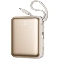 JOYROOM Powerbank 22,5 W 10000 mAh med innebygd USB-C og lynkabel - Gull