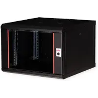 Roline 26.21.0171, Veggmonterbar hylle, 7U, Nøkkellås, Rack skinner, 18 kg, Sort