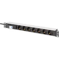 Digitus DN-95439, 1U, Horisontal/vertikal, Syntetisk ABS, Aluminium, Sort, Sølv, Sort, 7 AC stikkontakt(er)