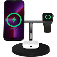 Belkin BoostCharge Pro - Trådløst ladestativ - med MagSafe + AC-strømadapter - 15 watt - Fast Charge - svart