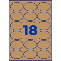 Avery L7103-25, Brun, Oval, Permanent, 63.5 x 42.3 mm, A4, Papir