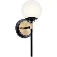 Kichler Vegglampe Benno 1 svart-bronse, hvit, stål, glass IP44 G9