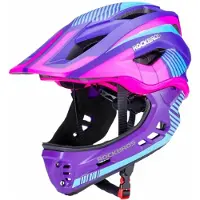 RockBros TT-32SBPP-S children's bicycle helmet with detachable chinbar size S - purple-pink