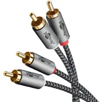 Goobay 65295, 2 x RCA, Hankjønn, 2 x RCA, Hankjønn, 5 m, Svart, Sølv