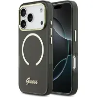 GUESS IML Script MagSafe-etui i metall for iPhone 17 Pro Max - svart