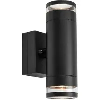 Markslöjd Utendørs LED-vegglampe Luno, svart, 2 lyskilder, IP65, dimbar.