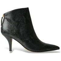 Twinset for woman. 262TGT072 Black snake-effect ankle boots (40), Leather, 5 to 8 cm, Zip, Casual