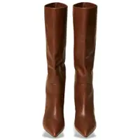 Twinset for woman. 262TGT052 Brown leather high boots (37), 5 to 8 cm, None, Casual