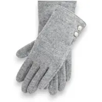 Ralph Lauren for woman. 454833075002 Two Button gray gloves (L), Casual, Grey, Wool