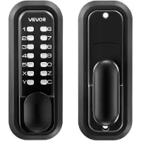 Vevor mekanisk nøkkelfri inngangsdørlås, 2.0-kodeoppgradering, 4-7-sifret kode, ensidig trykknappkombinasjon mekanisk tastatur dørhåndtak, automatisk låsing, for hageporter, innendørs eller utendørs,