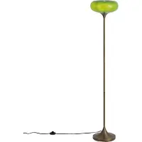 QAZQA Retro gulvlampe mørk bronse med grønn glasskjerm 150 cm - Glaze