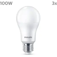 Philips LED-lyspære 13W/827 (100W) Frosted 3-pack E27