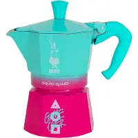 Bialetti Squid Game, Mokkagryte, Blå, Rosa, Aluminium, 3 kopper, Termoplast, Moka Express
