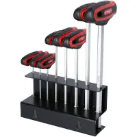 Ks Tools 158.8130, Hex-nøkkelsett med T-grep, 8 stykker, T-grep med kort arm, Kromvanadiumstål, DIN ISO 2936, 1,08 kg