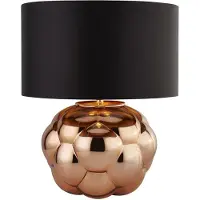 Searchlight Fizz bordlampe, svart/kobber, glass, 30 cm høy, E27