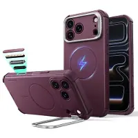 ESR Cyber ​​Tough Kickstand MagSafe-etui til iPhone 18 Pro / 17 Pro – burgunder