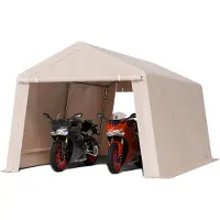Vevor utendørs oppbevaringsskur, 10 x 15 fot bærbart oppbevaringstelt med 2 rulledører og ventiler, vanntett baldakinskur, kraftig ramme, terrassegarasje carport for motorsykkel gressklipper, beige