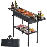 Vevor Sammenleggbar Kullgrill, Bærbar Kullgrill med Justerbar Høyde og Sammenleggbare Sidebord, Høytemperatur Pulverlakkert Stål Utendørs Grill for Camping og Hagefester