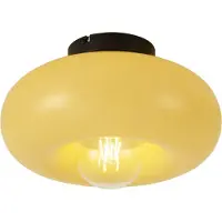 QAZQA Retro Ceiling Lamp Black with Yellow Glass 30cm - Glaze