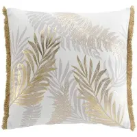 Douceur D`Interieur dekorativ pute med gullmønster og frynser 50 x 50 cm