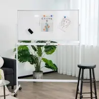 24hShop Dobbeltsidig whiteboard på hjul – magnetisk whiteboardtavle for kontor, skole og hjem