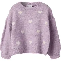 Name it Genser - Strikk - NmfOgusse - Mauve Skygger/Birch Hearts - - 2 år (92) - Genser