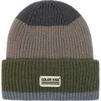 Color Kids Lue - Ull/Akryl - Strikk/Rib - Lovart Blue m. Stripe - - 52 cm - Lue