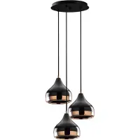 Opviq Hengelampe Yildo 6871 3 lyskilder rondel svart/kobber
