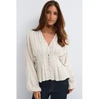 Gina Tricot  - Pleated blouse - Bluser - Beige - M - Dame