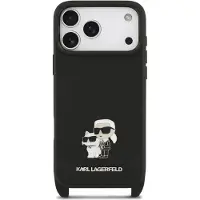 Karl Lagerfeld iPhone 18 Pro Max Saffiano Crossbody Metal Karl & Choupette Deksel - Svart