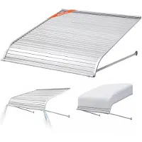 Vevor aluminiumsmarkise 48 x 42 tommer, slitesterk vindusmarkise dørbaldakin, lette og stabile utvendige aluminiumsmarkiser regn snø sollysbeskyttelse for dørinngangsvinduer terrasse veranda