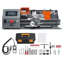 Vevor metalldreiebenk 22 x 40 cm 1100 W CNC-borddreiebenk 2500 o/min for gjør-det-selv-entusiaster, modellbygging og reparasjoner, berøringsskjermkontroll, girløs drift og hurtigskifteverktøyholder