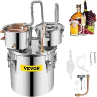 Vevor destillasjonsapparat 5Gal 21L rustfritt stål vanndestiller kobberrør med sirkulasjonspumpe hjemmebryggingssett innebygd termometer for DIY whisky vin brandy brennevin