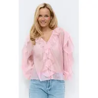 Gina Tricot  - Frill blouse - Bluser - Rosa - XS - Dame