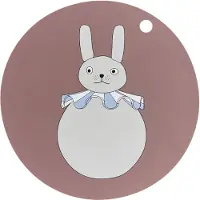 Oyoy Dekkebrikke - Silikon - Rabbit Pompom - Leire - - OneSize - Dekkebrikke