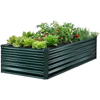 Vevor Galvanisert hevet hagebed, 2030 x 1020 x 460 mm, Rektangulær metallplantekassesett for utendørs bruk, Rustfri hevet plantekasse med hansker, Alu-sink, for dyrking av blomster og grønnsaker, Mørk