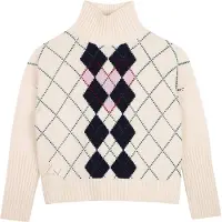 Zadig & Voltaire Genser - Ull/Polamid - Off White m. Rute - - 14 år (164) - Genser