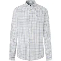 Hackett for man. HM3010876 Blue Three Col Tattersall shirt (M), White, Casual, Cotton, Classic, Long sleeve