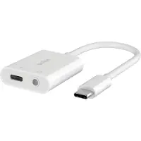 Belkin RockStar - USB-C til hodetelefonjakk / ladeadapter - USB-C hann til USB-C, minijakk hunn - USB Power Delivery (60W)