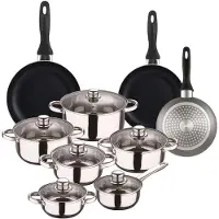 Wellhome Pk8182 Kasserollesett Med Stekepanner 15 Stykker