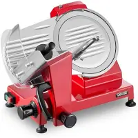 Vevor Kommersiell kjøttskjærer 340W elektrisk delikatessematskjærer 25cm blad, 300-450 o/min elektrisk matskjærer, kjøttskjærer med karbonstålblad, 0-12mm justerbar tykkelse for kommersiell og hjemmeb
