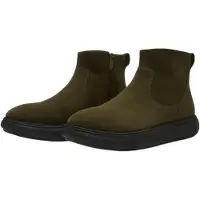 FitFlop for woman. E35-B77 Iq-Comff Leather Ankle Boots with Olive Green Zipper (41), Flat, Casual
