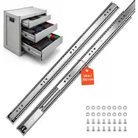 Vevor 1 par skuffeskinner, 70 cm forlengelsesskinner med 120 kg lastekapasitet, sidemonterte skuffeskinner for skap, 3-delt fulluttrekk, karbonstål, kulelager, med muttere og bolter