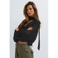 Gina Tricot - Scarf blouse - Bluser - Svart - M - Dame