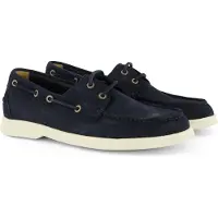 BOSS for man. 50563130 Navy Contrast Suede Boat Shoes (43), Flat, Laces, Casual