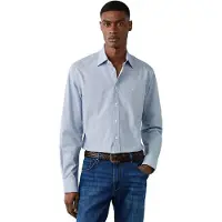 Hackett for man. HM3010902 Mini Geo Print shirt blue (L), Casual, Cotton, Classic, Long sleeve
