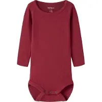 Name it Body I/e - Rib - NBNKAB - Rød Dahlia - - 74 - Langermet Body