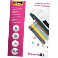 Fellowes Laminating Pouches Preserve 250 Micron - 250 mikroner - 100-pack - glanset - gjennomsiktig - A4 (210 x 297 mm) lamineringspunger