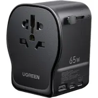 UGREEN - Strømadapter - 65 watt - 10 A - 4 utgangskontakter (2 x USB-C, USB, AC-kontakt)
