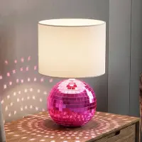 Reality Bordlampe Glitza rosa/hvit, tekstil, plast, E14